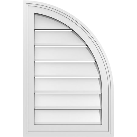 Ekena Millwork Quarter Round Top Right Surface Mount PVC Gable Vent w/ 2"W x 2"P Brickmould Sill Frame, 16"W x 24"H GVPQR16X2403SF